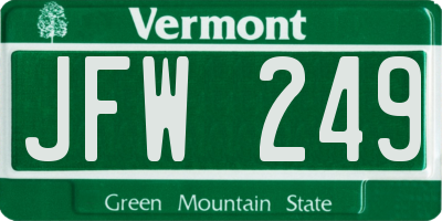 VT license plate JFW249
