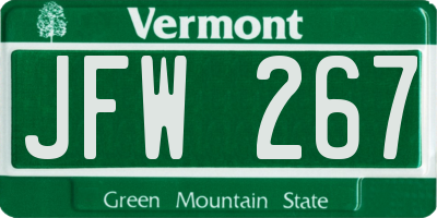 VT license plate JFW267