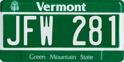 VT license plate JFW281