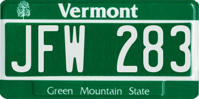 VT license plate JFW283