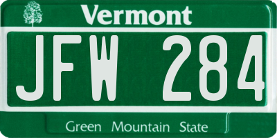 VT license plate JFW284