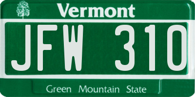 VT license plate JFW310