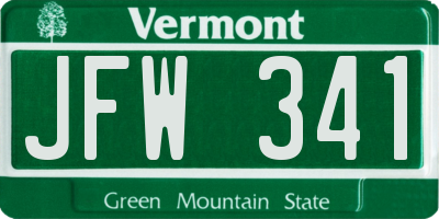 VT license plate JFW341