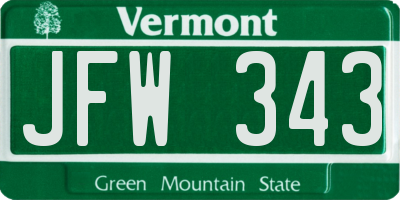 VT license plate JFW343