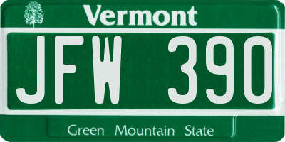 VT license plate JFW390