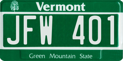 VT license plate JFW401