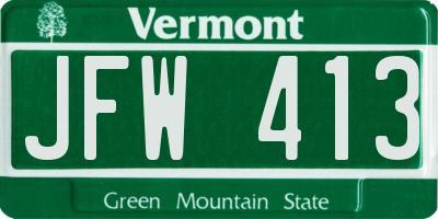 VT license plate JFW413