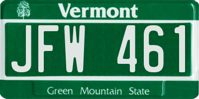 VT license plate JFW461