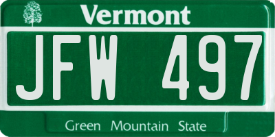 VT license plate JFW497