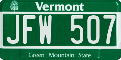 VT license plate JFW507