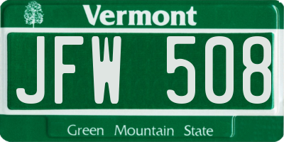 VT license plate JFW508