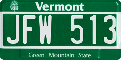 VT license plate JFW513