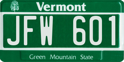 VT license plate JFW601
