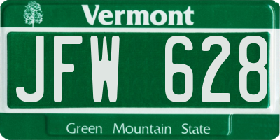 VT license plate JFW628