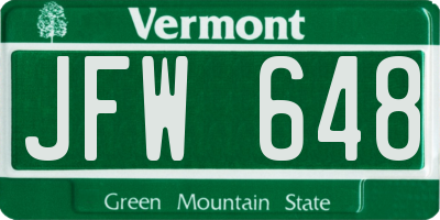 VT license plate JFW648
