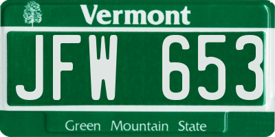 VT license plate JFW653