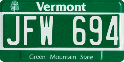 VT license plate JFW694