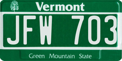 VT license plate JFW703