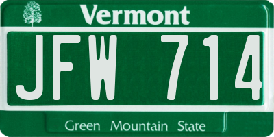 VT license plate JFW714