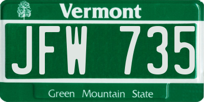VT license plate JFW735