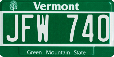 VT license plate JFW740