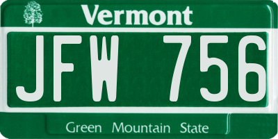 VT license plate JFW756