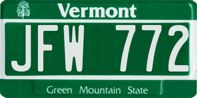 VT license plate JFW772