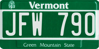 VT license plate JFW790