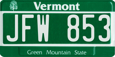VT license plate JFW853