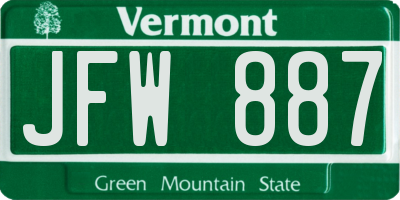 VT license plate JFW887