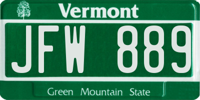 VT license plate JFW889