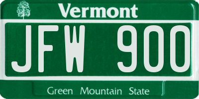 VT license plate JFW900
