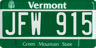 VT license plate JFW915