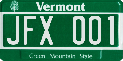 VT license plate JFX001