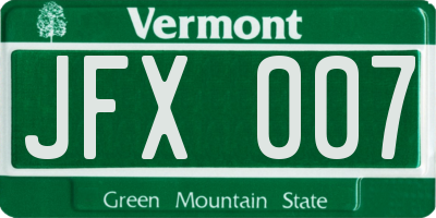 VT license plate JFX007