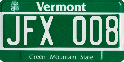 VT license plate JFX008