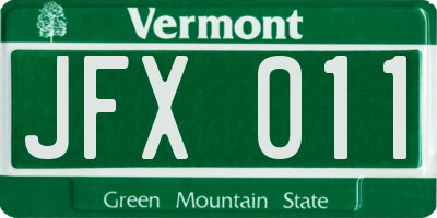 VT license plate JFX011