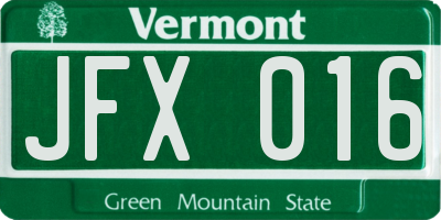 VT license plate JFX016