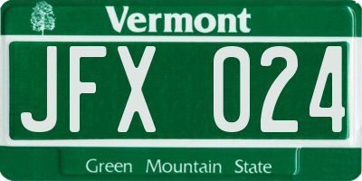VT license plate JFX024