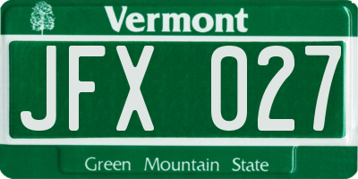 VT license plate JFX027