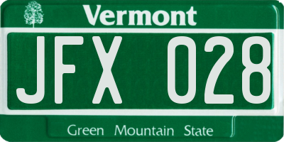 VT license plate JFX028