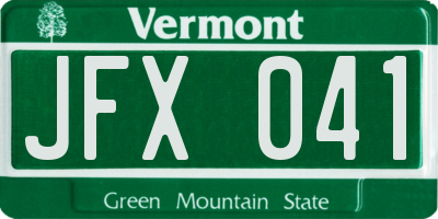 VT license plate JFX041