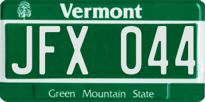 VT license plate JFX044