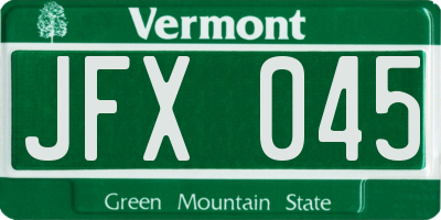 VT license plate JFX045