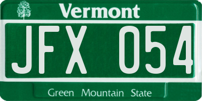 VT license plate JFX054