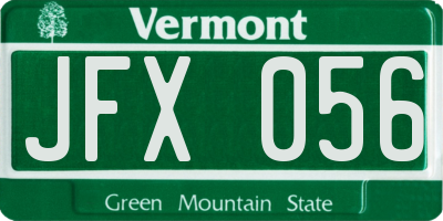 VT license plate JFX056