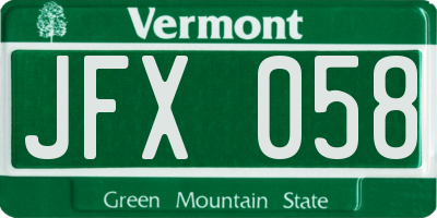 VT license plate JFX058