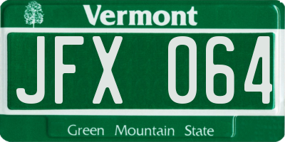 VT license plate JFX064