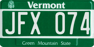 VT license plate JFX074