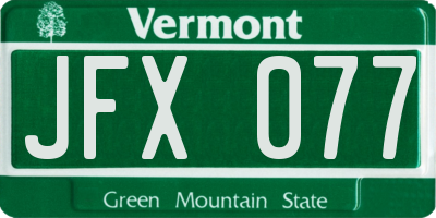 VT license plate JFX077
